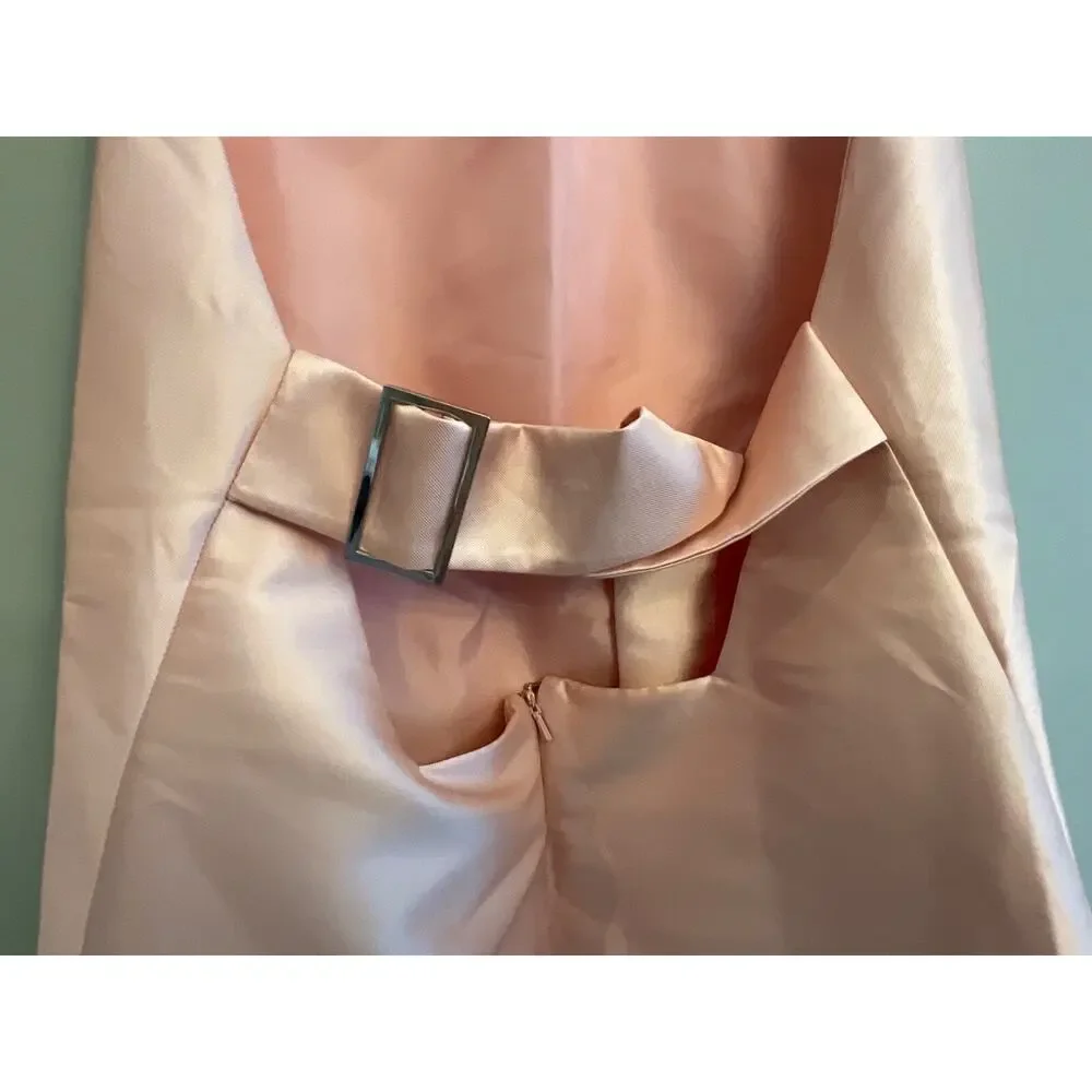 TOPSHOP PINK HALTER NECK WITH BACK BELTED DETAIL MINI DRESS SZ 4 MSRP $95 - Picture 5 of 8